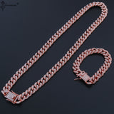 Hip Hop Gold Color Necklace +Watch+Bracelet Miami Curb Cuban Chain Iced Out Paved Rhinestones CZ Bling Rapper For Men Jewelry - TimelessGear9