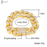 Hip Hop Gold Color Necklace +Watch+Bracelet Miami Curb Cuban Chain Iced Out Paved Rhinestones CZ Bling Rapper For Men Jewelry - TimelessGear9