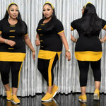 Two Piece Pant Sets Plus Size African Clothes Set Women Short Sleeve Split Top And Pants - TimelessGear9