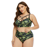 Plus Size High Waist Bikini Set Army Green Women Swimsuit Bandage Swimwear - TimelessGear9