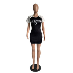 ZOOEFFBB Aesthetic Letter Printed T Shirt Dress Sexy Club Lounge Wear Clothes Mini Bodycon Dresses - TimelessGear9
