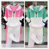 Women  Two Piece Set Summer New Slim Fashion Short Sleeve Hooded Sweater Leisure - TimelessGear9