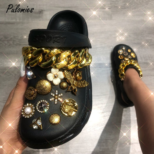 Summer Women Slippers Shoes With Charms Jewelry Garden Shoes Wedges Platform Sandals - TimelessGear9