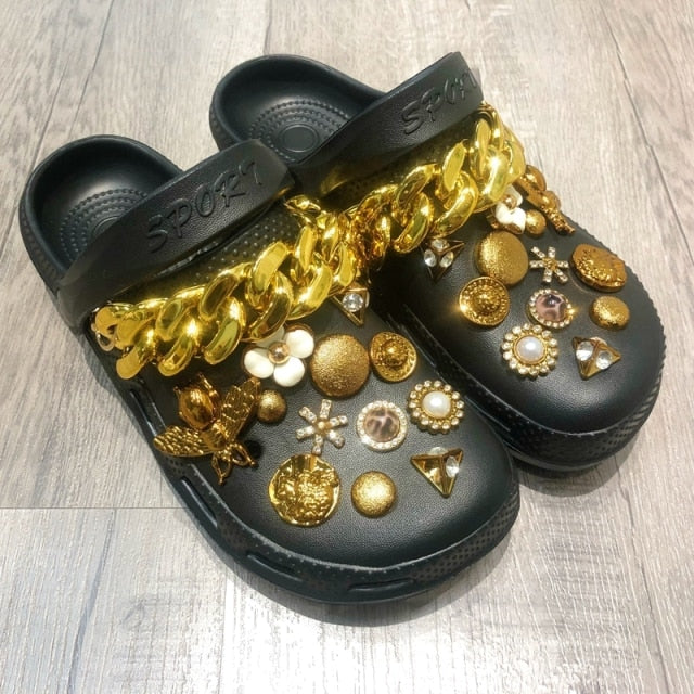 Summer Women Slippers Shoes With Charms Jewelry Garden Shoes Wedges Platform Sandals - TimelessGear9