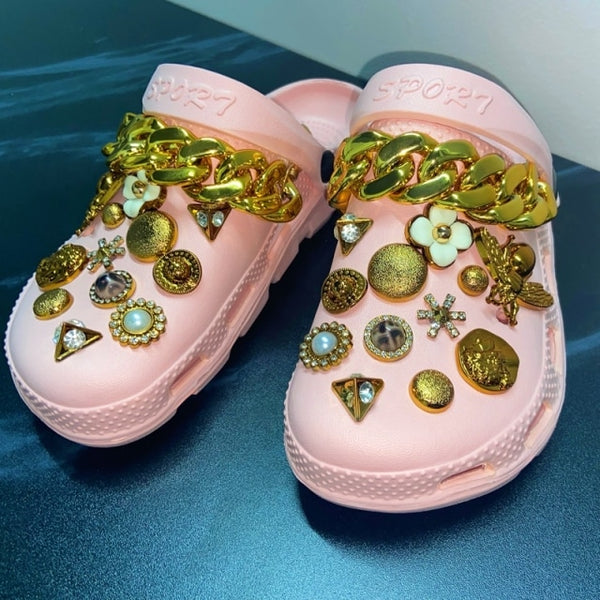 Summer Women Slippers Shoes With Charms Jewelry Garden Shoes Wedges Platform Sandals - TimelessGear9