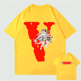 Trend Oversized VLONE Men T Shirt 100% Cotton Summer Short Sleeve Brand Hip Hop Tshirt Angel AK47 - TimelessGear9