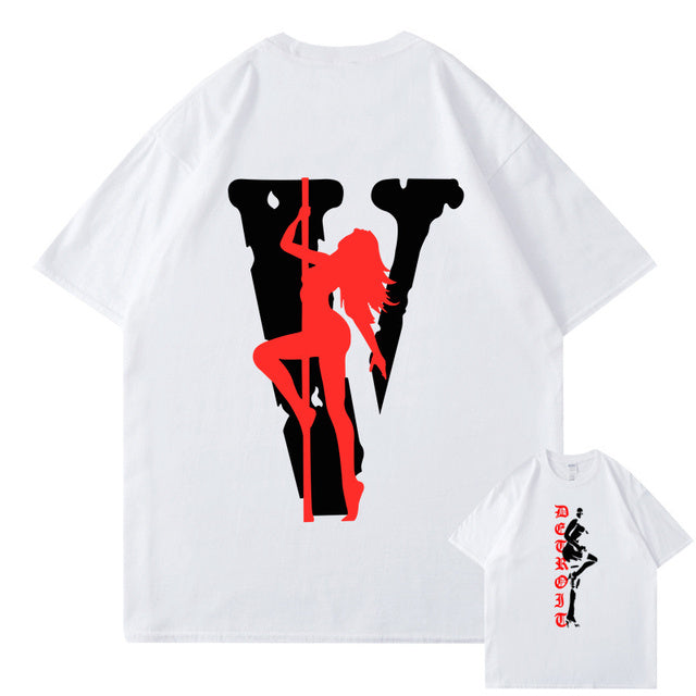 VLONE Men Letters T Shirt 100% Cotton Streetwear Women&#39;s USA Short Sleeve Brand Hip Hop Tshirt Pole Dancing Girl Pole Dance Tops - TimelessGear9