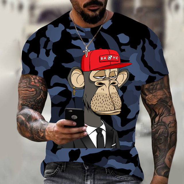 Hot 3D animal T-shirt funny monkey gorilla short sleeve - TimelessGear9