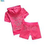 Juicy Apple 2 Piece Set Velvet zip Summer Letter printing tracksuit Women Clothing 2022 - TimelessGear9