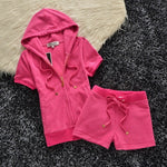 Juicy Apple 2 Piece Set Velvet zip Summer Letter printing tracksuit Women Clothing 2022 - TimelessGear9