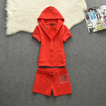Juicy Apple 2 Piece Set Velvet zip Summer Letter printing tracksuit Women Clothing 2022 - TimelessGear9