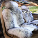 Car Front Seat Cover &amp; Fur Car Seat Steering Wheel Cover Pink Wool Winter Essential Universal Furry Fluffy Thick Faux - TimelessGear9