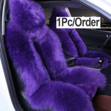 Car Front Seat Cover &amp; Fur Car Seat Steering Wheel Cover Pink Wool Winter Essential Universal Furry Fluffy Thick Faux - TimelessGear9