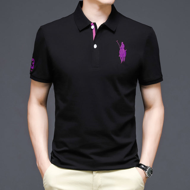 Polo Shirts Trendy Brand Summer New Men Golf Shirt Big Horse Logo Short Sleeve - TimelessGear9