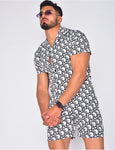 sexy desiger suit button sleeve shirt beach shorts casual street wear - TimelessGear9