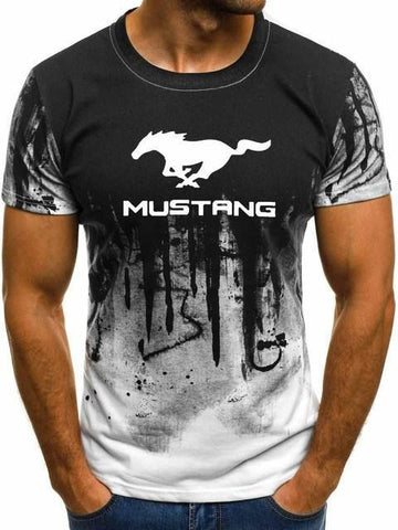 Mustang car logo T-shirt men casual O-neck short-sleeved fashion street brand sports T-shirt parent-child wear - TimelessGear9