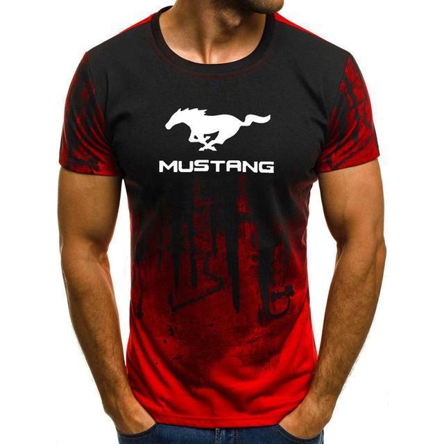 Mustang car logo T-shirt men casual O-neck short-sleeved fashion street brand sports T-shirt parent-child wear - TimelessGear9