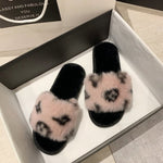 flat bottom casual hairy slippers women - TimelessGear9