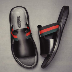 Gentleman deisgner luxury shoes Men fashion summer casual sandals stripe roman Stylish - TimelessGear9