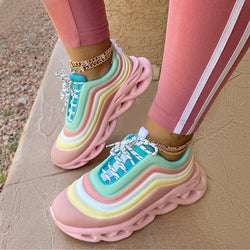 Women Sneakers 2022 Autumn Rainbow Platform Chunky Comfortable Brand Designer Ladies Sports Shoes Outdoor Running - TimelessGear9