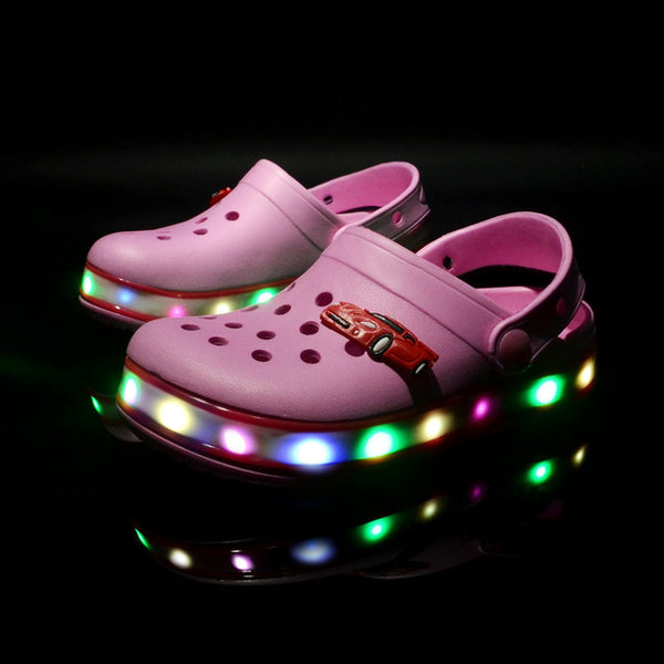 New Fashion Summer Slippers Kids Hole Sandals LED Light Shoes Children Cave Shoes 2022 New Style Beach - TimelessGear9