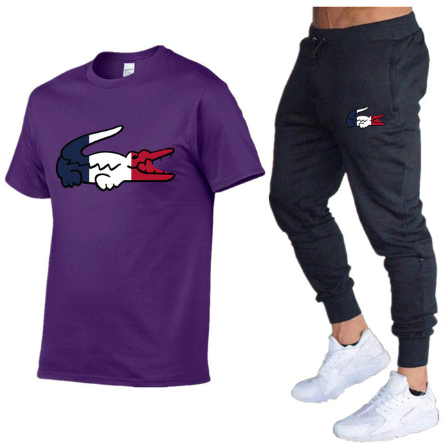 New 2023 Sports Suit Men Suit Sportswear Two-piece T-shirt Brand TrackSuit Men camisas - TimelessGear9