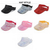 Women New Empty Top Summer Cap Shiny Crystal Sunhat Visors Ladies Caps Hip Hop Hat Fashion Outdoor Luxury Rhinestone Hat - TimelessGear9