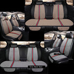 Gucci Logo Luxurious Car Seat Cover Front/Rear Flax/Linen Seat Cushion Protector Pad Black/Red/Beige/Grey/Coffee/Brown - TimelessGear9