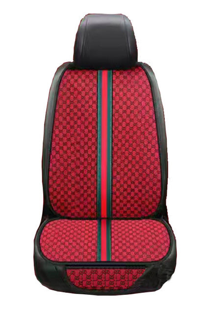 Gucci Logo Luxurious Car Seat Cover Front/Rear Flax/Linen Seat Cushion Protector Pad Black/Red/Beige/Grey/Coffee/Brown - TimelessGear9