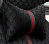 Gucci Logo Luxurious Car Seat Cover Front/Rear Flax/Linen Seat Cushion Protector Pad Black/Red/Beige/Grey/Coffee/Brown - TimelessGear9