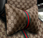 Gucci Logo Luxurious Car Seat Cover Front/Rear Flax/Linen Seat Cushion Protector Pad Black/Red/Beige/Grey/Coffee/Brown - TimelessGear9