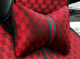 Gucci Logo Luxurious Car Seat Cover Front/Rear Flax/Linen Seat Cushion Protector Pad Black/Red/Beige/Grey/Coffee/Brown - TimelessGear9