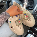 Ornaments Beach Sandals Casual Platform Slippers One-pedal Sandals Fashion Rhinestone Clogs Slides - TimelessGear9