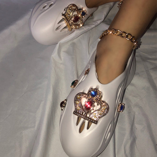 Ornaments Beach Sandals Casual Platform Slippers One-pedal Sandals Fashion Rhinestone Clogs Slides - TimelessGear9