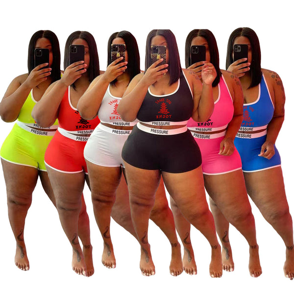 Summer colorful Women tank top 2 piece shorts set Jumpsuit Bodycon Skinny Short Romper - TimelessGear9
