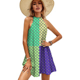 Mini Halter Dress 2022 Summer Letter Shoulder Tie Back Sleeveless Dresses Elegant Party Beach Sundress - TimelessGear9