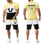 Religion Print Summer Suits Short Sleeve T-shirt and Shorts Suit Casual Striped Streetwear - TimelessGear9